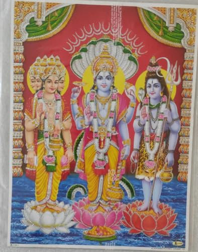 Brahma Vishnu Mahes Ji Poster, indischer Gottes Wandgemälde, Poster, Heimdekoration, 1 Stück