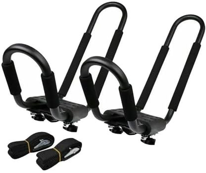 Porte-Bagages Barres Toit 2 Pièces Support De Voiture Kayak Universel J-Bar Snowboard Support Toit Support Multifonction pour Canoë Kayak Planche Surf Et Planche Ski sur Toit Voiture Galerie De Toit
