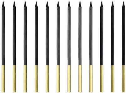PartyDeco Geburtstagskerzen 14 cm | 12 Stck. - Schwarz Gold
