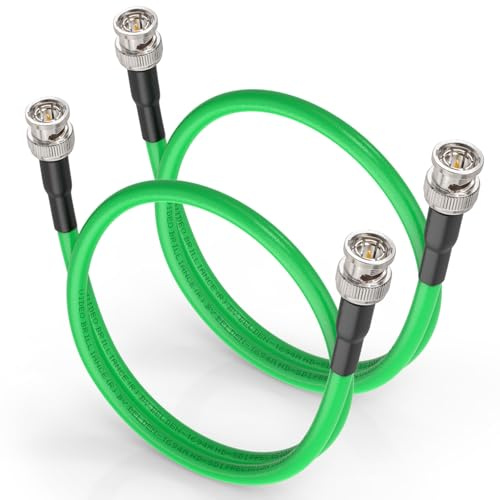 Superbat Câble SDI 3G/6G/12G BNC 75 Ohms Mâle à Mâle Belden 1694A 60cm | Double Blindage, Plaqué Or, 18AWG, 4K UHD/8K, 2 Pièces, Vert, pour Blackmagic, Caméras, Convertisseurs, Moniteurs, CCTV