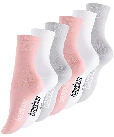 Vincent Creation Lot de 6 ou 9 paires de chaussettes en bambou douces et respirantes pour homme et femme Noir/beige/bleu marine, 6 paires – Assorted (rose, blanc, gris clair), 39-42