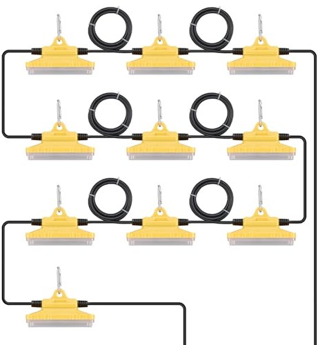 VEVOR Guirlande Lumineuse Chantier 30,5 m 10 Ampoules LED 5000-5500 K 150 W 15000 lm Étanche IP65 avec Crochets de Suspension, pour Chantier de Construction, Éclairage Temporaire Intérieur Extérieur