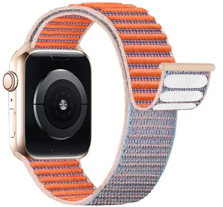 Lobnhot Nylon Sport Loop Kompatibel mit Apple Watch Armband 40mm 41mm 38mm 46mm 45mm 44mm 42mm Herren Damen, Verstellbarer Sport Armband Ersatz für iWatch Series 10 9 8 7 6 5 4 3 2 1 SE Sand Rosa