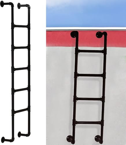 Heavy Duty Iron Window Well Egress Ladder for Basement Wall Mounted Metal Step Ladder with 4 8 Rungs Black Bunk Bed & Fire Escape Ladder 45 70 Inch (115cm)