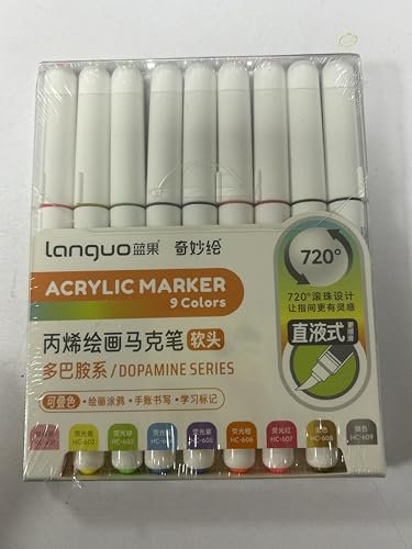 Lyuvie 81 Couleurs Feutres Acrylique,1-6mm Marqueur Peinture Acrylique Stylo Pointe Pinceau - Acrylic Paint Marker à Base D'eau pour Pierres, Papier, Tissus,Bois, Cailloux,Verre et Plastique
