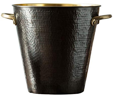 ZYLHGIKBAD Eiskübel aus reinem Kupfer mit Griffstange, Champagner- und Bierkübel, Party-Eiswürfelaufbewahrung, Eiskübel, kreativer Haushaltsküchenkübel, Eiskübel-Kits, klein