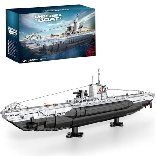 MocSpaß 1,4M Technik U-Boot WW2 (Type VII) V2 U-Boot, 3980+ Teile Technik UBoot MOC Klembausteine Kompatibel mit Iego Technik U-boot