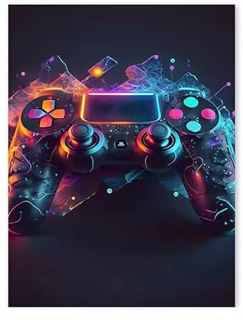 KIYXPWLZQ Colorful Game Controller Poster Esports Game Room Decor Canvas Painting Boys Bedroom Gaming Room Wall Art Picture For Home Decor50X70Cm Frameless