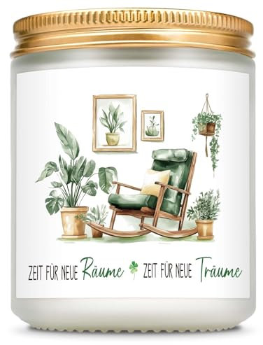 Giftasy Einzugsgeschenke Wohnung - Duftkerze mit Spruch, Einzugsgeschenke Haus, Einweihungsgeschenk Wohnung Haus, Geschenk zum Einzug ins Haus, Richtfest Geschenk, Neues Zuhause