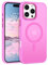Telaso Cover per iPhone 16 Pro Max, Compatibile con MagSafe, Custodia Traslucida Opaca Posteriore, Protettiva Sottile Antiurto Anti-impronta Resistente ai Graffi Cellulare Case, Rosa Fucsia