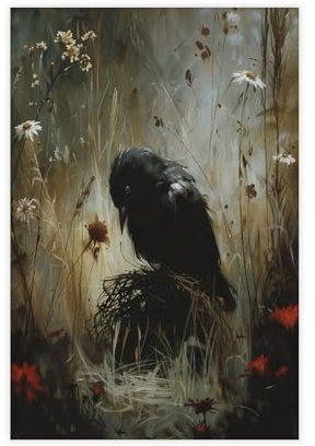 OQUAJK Moody Amsel-Poster, Leinwand-Poster, Wandkunst, Dekordruck, Bild Gemälde für Wohnzimmer, Schlafzimmer, Dekoration, 20 x 30 cm