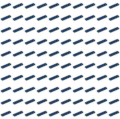 LEGO Plate 1x4, Building Brick Part 3710 (Dark Blue, 10, Bricks)