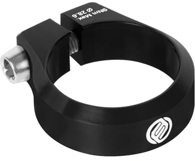 FIFTY-FIFTY Bike Seat Post Clamp, Aluminum Alloy Bicycle Seatpost Collar | 28.6/29.8/31.8/34.9/36.4/38.6mm Bicycle Seat Tube Clip, Secure and Stable, Compatible with MTB, Road Bikes (28.6mm, Black)