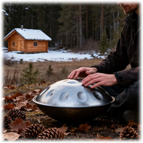 432 Hz Handpan Drum 9/10/12 Töne 56cm Handpans Instrument Hand Pan Music D-Moll Handtrommel Für Soundhealing, Yoga & Live-Performance Steel Drum(Gold,10)