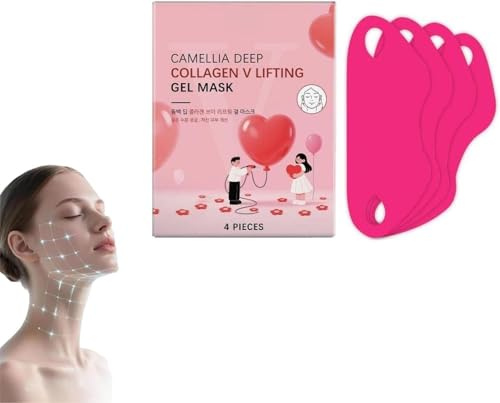 Camellia Collagen V-Lifting Gel-Maske, Kieferkontur-Formungsmaske, straffendes und feuchtigkeitsspendendes Kinnband, verbessert schlaffe Haut, für alle Hauttypen