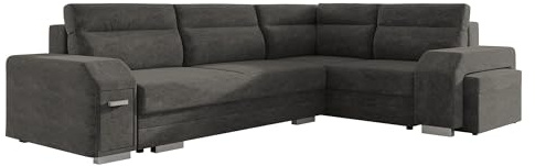 Mirjan24 Ecksofa Alvares, inkl. Polsterhocker und Barfach, Eckcouch mit Bettkasten und Schlaffunktion, Couchgarnitur, Couch, Schlafsofa, Polsterecke (Nazar 225.06, Seite: Rechts)