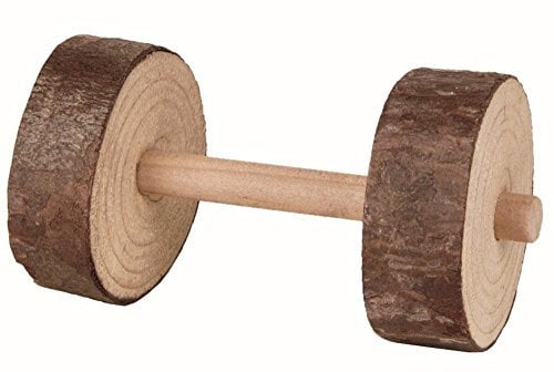 Trixie 2 x Wooden Dumbell Chew Toys, 9cm x 4.5cm Each. For Rabbit Guinea Pigs Ferret Rat