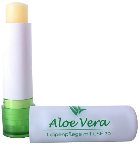 KDA Aloe Vera Lippenpflege mit LSF 20 mit Sheabutter + Vitamin E und Bienenwachs feuchtigkeitsspendend