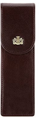 WITTCHEN Etui aus Leder | 2 Stifthalter | aus hochwertigen Materialien | elegant und klassisch | Braun | 5x17x2 cm