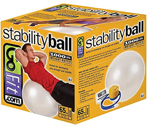 GoFit Exercise Ball, Weiß, 65 cm