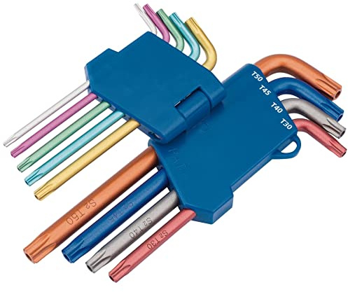 Draper 22204 Expert TX-Star Tamperproof Security Allen Key Set, T10-T50, Multicolor, 9 Pcs