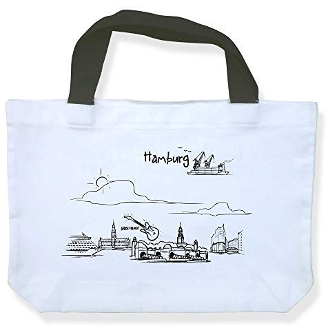 Einkaufstasche Skyline Hamburg - als Geschenk für Hamburger & Fans der Hansestadt oder als Hamburg Souvenir - die stadtmeister