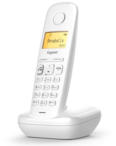 Gigaset A270 - Teléfono DECT Inalámbrico - Pantalla Gráfica Iluminada - Manos Libres Teléfono - Teclado fácil de usar, Blanco [Versión Española]