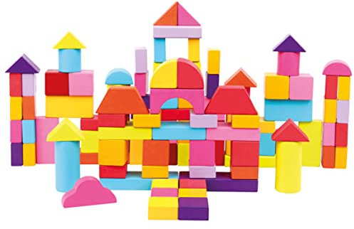 Tambor de bloques Mertens con 100 piezas, juguete para niños a partir de 1 año (bloques de construcción coloridos y con muchas formas, incluye 100 piezas, tamaño: XL), Multicolor