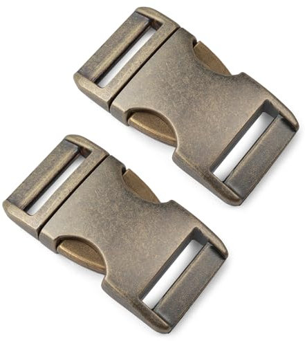 Ganzoo Metall-Klickverschluss Alumaxx, Set 2 Stück, 5/8 Klippverschluss/Steckschließer/Steckverschluss für Paracord-Armbänder, Hunde-Halsbänder, Rucksack, vermessingt, Farbe: Goldoptik antik