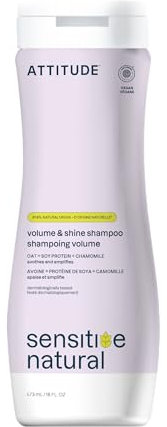 ATTITUDE Volume and Shine Hair Shampoo for Sensitive Dry Scalp, EWG Verified, Soothing Oat, For Thin Hair, Naturally Derived Ingredients, Vegan and Plant-Based, 473 mL