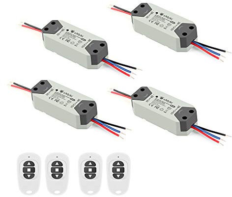 eMylo Smart Wireless RF Controlador del motor Interruptor de RF relé 220V Motor Control remoto Interruptor 90-250V para puerta enrollable/cortinas eléctricas/bomba Control Motor adelante/atrás 4 Pack