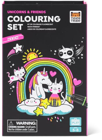 Tiger Tribe Neon Unicorn Colouring & Drawing Set for Kids | Neon Unicorn Themed Kids Colouring & Drawing Art Set