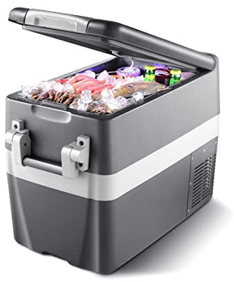 TREM Frigo-Congelatore Portatile 40LT Grigio con Porta in Alto Libera Installazione