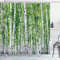 ABAKUHAUS Birke Duschvorhang, Frische Sommer-Blätter, Stoffliches Gewebe Badezimmerdekorationsset mit Haken, 175 x 220 cm, Schwarz Grün Weiß