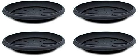 DARO DEKO Kunststoff Blumentopf Untersetzer 4 Stück - Ø 23cm anthrazit