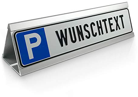 Betriebsausstattung24 Individuelles Parkplatzschild mit Wunschtext & Parkplatzbegrenzung - Parkstop - Aluminium - 52x11 cm