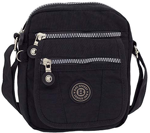 Ledershop24 Geschenkset - Kleine leichte Damen & Herren Umhängetasche Schultertasche Sporttasche Stofftasche Farbe Schwarz