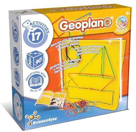 Science4you Geoplane Set für Kinder ab 6+ Jahren - Lernspielzeug mit 17 Aktivitäten, Ideales Geometrie Set mit Geometrischen Formen und Mathe Spielen, Schulspielzeug Geschenk für Kinder 6 7 8 9+