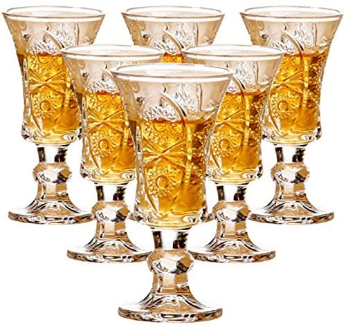 JAIEF Lot de 6 verres à sherry de 45 ml, en verre sans plomb, à base lourde transparente