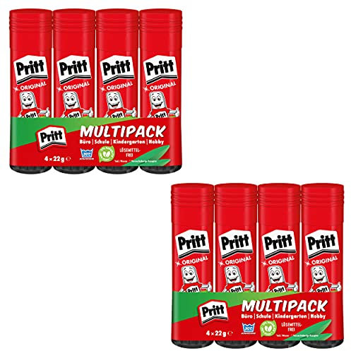 Pritt Staedtler Penna adesiva, colla sicura e adatta ai bambini per lavori artistici artigianali, forte articoli scolastici ufficio, confezione vantaggiosa con 8x 22 g Pen Pritt