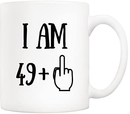 5Aup Taza de café divertida de 50 cumpleaños con texto en inglés I Am 49 + 1 Best Gag 50th Birthday Gifts for Him Her Coworker Friend Cup Blanca, 11 oz