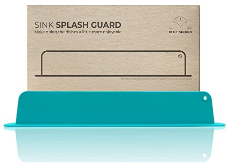 BLUE GINKGO Spülbecken-Spritzschutz – Premium-Silikon-Spritzschutz für Küchen-, Badezimmer- und Inselspülbecken – Hergestellt in Korea – (19,2 L x 3,1 H x 1,9 W Zoll) – Blaugrün