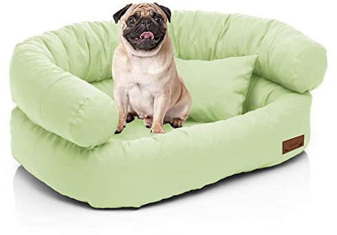 Juelle Hundebett - mittelgroße Hunde Sofa Abnehmbarer Bezug maschinenwaschbar flauschiges Bett, Hundesessel Santi S-XXL (Größe: M - 80x60 cm, Grün Erbse)