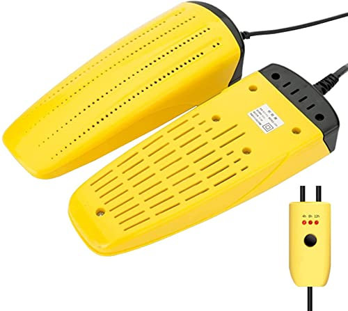 DBXOKKFCC Seche Chaussure Electrique avec Minuterie, Seche Botte Soufflant, Rétractable Sèche Et Désodorise, Arrêt Auto Minuté, Portable Chauffe Pied Electrique(Yellow)