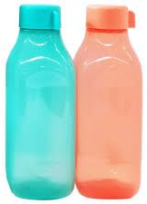 Tupperware Aquasafe Eco Square Fliptop Lot de 4 bouteilles en plastique Multicolore 1000 ml