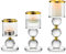 Sziqiqi Kristall Kerzenständer Set, 3 Stück Kerzenhalter Stumpenkerzen Glas, Modern Kerzenhalter Stabkerze Teelichthalter für Hochzeit Esstisch Badezimmer Tischdeko Geburtstag Party Deko, Gold