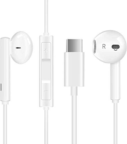 Auriculares USB C, Auriculares In-Ear con Cable USB C, Auriculares Tipo C con Microfono y Control de Volumen, Auriculares USB C para Samsung S20/S21/S22,Google Pixel,Huawei P50/P40/Mate 40/30