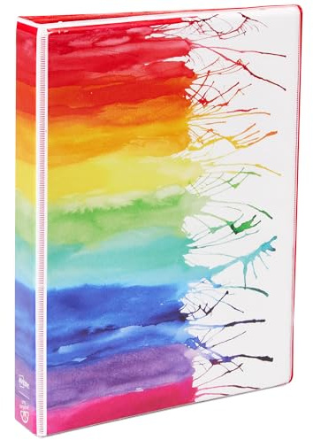 Avery, Mini-Ordner, 14 x 21,6 cm, 2,5 cm Rundringe, Aquarell-Regenbogen, strapazierfähiger Ringordner mit Rückenschild (18713)
