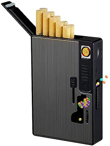 poulbee Étui à cigarettes USB avec briquet électrique, étui à cigarettes Crush Ball Distributeur de briquet électrique 3 en 1, Crush Ball Dispenser, DIY Menthol Capsule