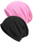 Senker Fashion Slouchy Beanie-Mütze, Baumwolle, Chemo-Kopfbedeckung, für Damen und Herren, 2 Stück, Dunkelgrau/Violett, Large